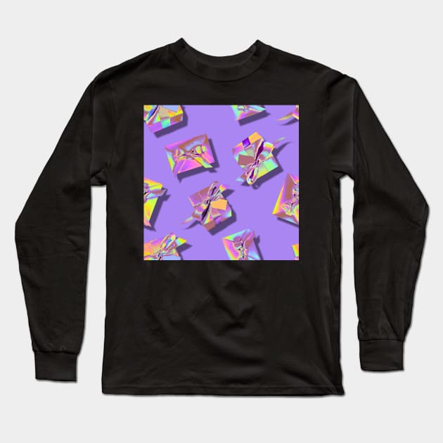 Pink Holographic Presents Long Sleeve T-Shirt by dinaaaaaah